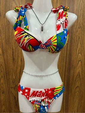 FIFA Inspired Y2K Tie-Shoulder Festival Bikini Set